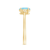 Genuine 6X8mm Aquamarine Oval Engagement Ring with Diamond