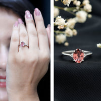 1 Carat Pink Tourmaline Oval Engagement Ring with Diamond