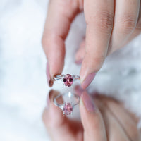 1 Carat Pink Tourmaline Oval Engagement Ring with Diamond