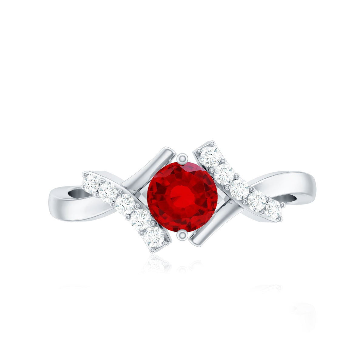 Lab Created Ruby and Diamond Promise Ring for Her