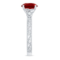 Solitaire Created Ruby Celtic Knot Ring with Diamond