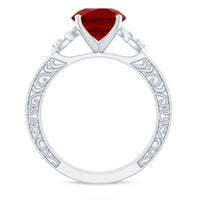 Solitaire Created Ruby Celtic Knot Ring with Diamond