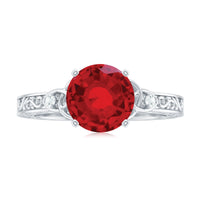 Solitaire Created Ruby Celtic Knot Ring with Diamond