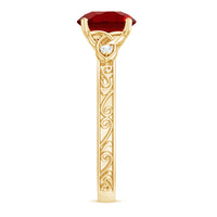 Solitaire Created Ruby Celtic Knot Ring with Diamond