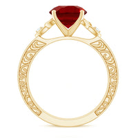 Solitaire Created Ruby Celtic Knot Ring with Diamond