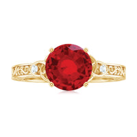 Solitaire Created Ruby Celtic Knot Ring with Diamond