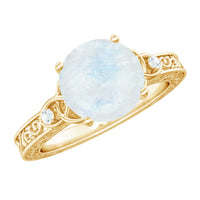 1 CT Solitaire Moonstone Celtic Knot Ring with Diamond
