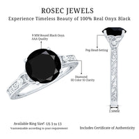 Vintage Inspired Black Onyx Celtic Engagement Ring with Diamond
