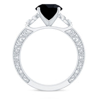Vintage Inspired Black Onyx Celtic Engagement Ring with Diamond