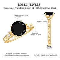 Vintage Inspired Black Onyx Celtic Engagement Ring with Diamond