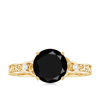 Vintage Inspired Black Onyx Celtic Engagement Ring with Diamond
