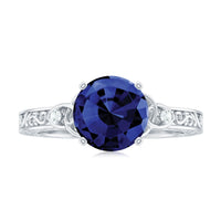 Certified 2.7 Carat Lab Grown Blue Sapphire Celtic Engagement Ring with Diamond
