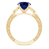 Certified 2.7 Carat Lab Grown Blue Sapphire Celtic Engagement Ring with Diamond