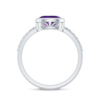Oval Amethyst Solitaire Engagement Ring with Diamond