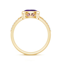 Oval Amethyst Solitaire Engagement Ring with Diamond