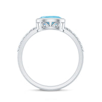 Natural Aquamarine Diamond Oval Engagement Ring in East West Style