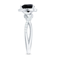2.4 Carat Lab Grown Black and White Diamond Heart Engagement Ring with Halo
