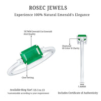Real Emerald Cut Emerald East West Engagement Ring with Diamond