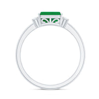 Real Emerald Cut Emerald East West Engagement Ring with Diamond