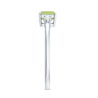 Real 1.8 Carat Peridot Emerald Cut Engagement Ring with Diamond in East West Style