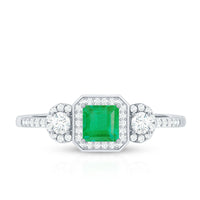 Princess Cut Emerald Classic Vintage Engagement Ring Diamond