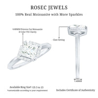 Princess Cut Certified Moissanite Halo Engagement Ring