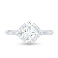 Princess Cut Certified Moissanite Halo Engagement Ring