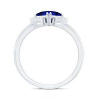 Certified 1.5 Carat Princess Cut Lab Grown Blue Sapphire Diamond Engagement Ring