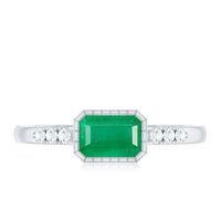 Natural Emerald Diamond Emerald Cut Engagement Ring in East West Style