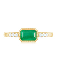 Natural Emerald Diamond Emerald Cut Engagement Ring in East West Style