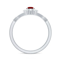 Lab Grown Ruby and Diamond Split Shank Engagement Ring
