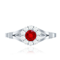 Lab Grown Ruby and Diamond Split Shank Engagement Ring
