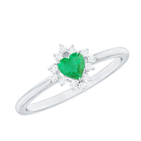 Heart Shape Emerald and Diamond Promise Ring
