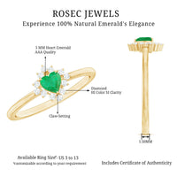 Heart Shape Emerald and Diamond Promise Ring