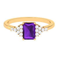 Natural 1.4 Carat Amethyst Emerald Cut Engagement Ring