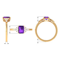 Natural 1.4 Carat Amethyst Emerald Cut Engagement Ring