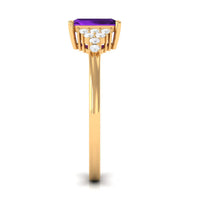 Natural 1.4 Carat Amethyst Emerald Cut Engagement Ring