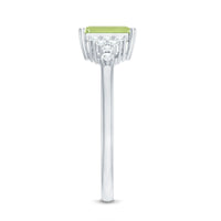 Natural 1.8 Carat Peridot Emerald Cut Engagement Ring with Diamond Side Stones