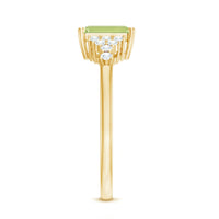 Natural 1.8 Carat Peridot Emerald Cut Engagement Ring with Diamond Side Stones