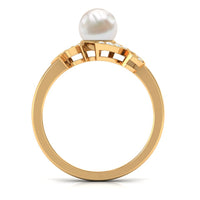Designer 3 Carat Freshwater Pearl Engagement Ring with Diamond