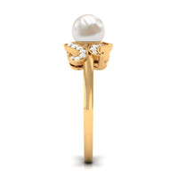 Designer 3 Carat Freshwater Pearl Engagement Ring with Diamond