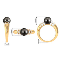 8.75 CT Tahitian Pearl and Diamond Engagement Ring