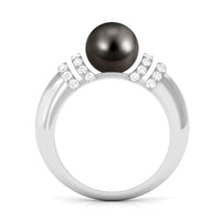 8.75 CT Tahitian Pearl and Diamond Engagement Ring