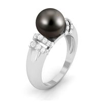 8.75 CT Tahitian Pearl and Diamond Engagement Ring