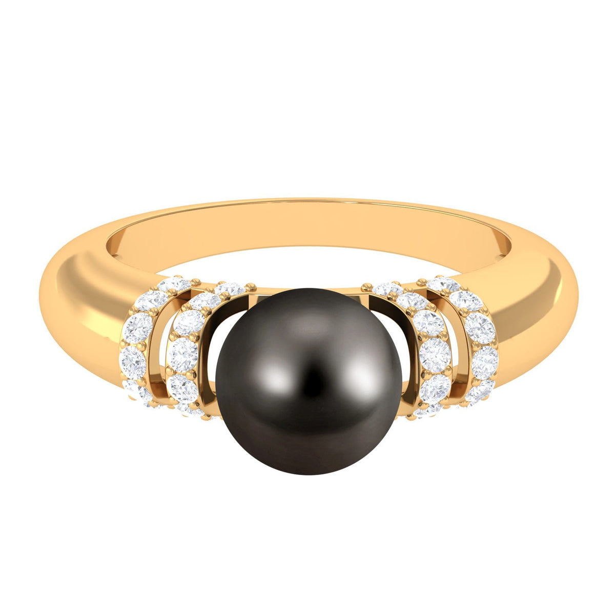8.75 CT Tahitian Pearl and Diamond Engagement Ring