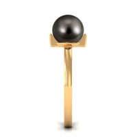 Tahitian Pearl and Diamond Modern Cuff Engagement Ring