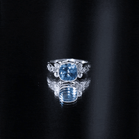 2.8 Carat Cushion Cut London Blue Topaz Vintage Solitaire Ring