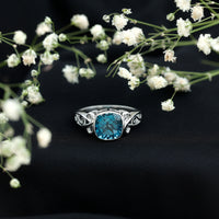 2.8 Carat Cushion Cut London Blue Topaz Vintage Solitaire Ring