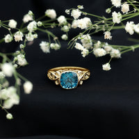 2.8 Carat Cushion Cut London Blue Topaz Vintage Solitaire Ring