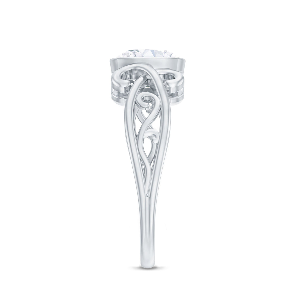 Cushion Cut Cubic Zirconia Vintage Inspired Solitaire Ring in Bezel Setting